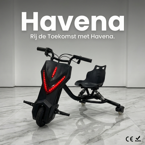Havena Elektrische Drift Trike Kart 36V – Zwart met Achtervering - Kerstcadeau