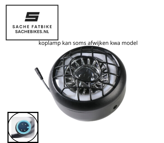 Fatbike Koplamp Qmwheel V20, S20, V20 Pro en V30 - Headlight - 4-pins blauw mannetje2