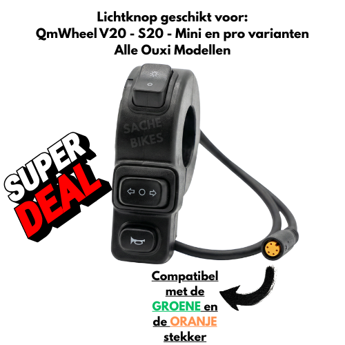 Fatbike Qmwheel V20, V20 Pro en V20 Lichtschakelaar, Lichtknop, Claxon knop , Knipperlicht knop